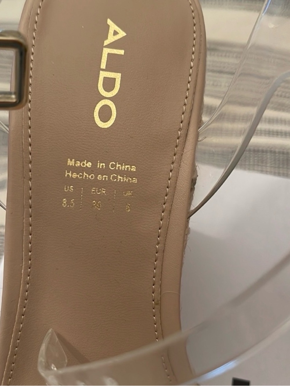 Aldo Clear PVC Espadrille Wedge Sandals in Nude - Picture 3 of 8